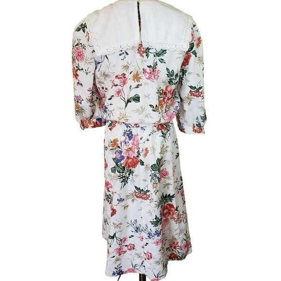 Vintage Floral Belted Dress Spring Garden Tea Party Cottagecore Sz 10 - Picture 9 of 16
